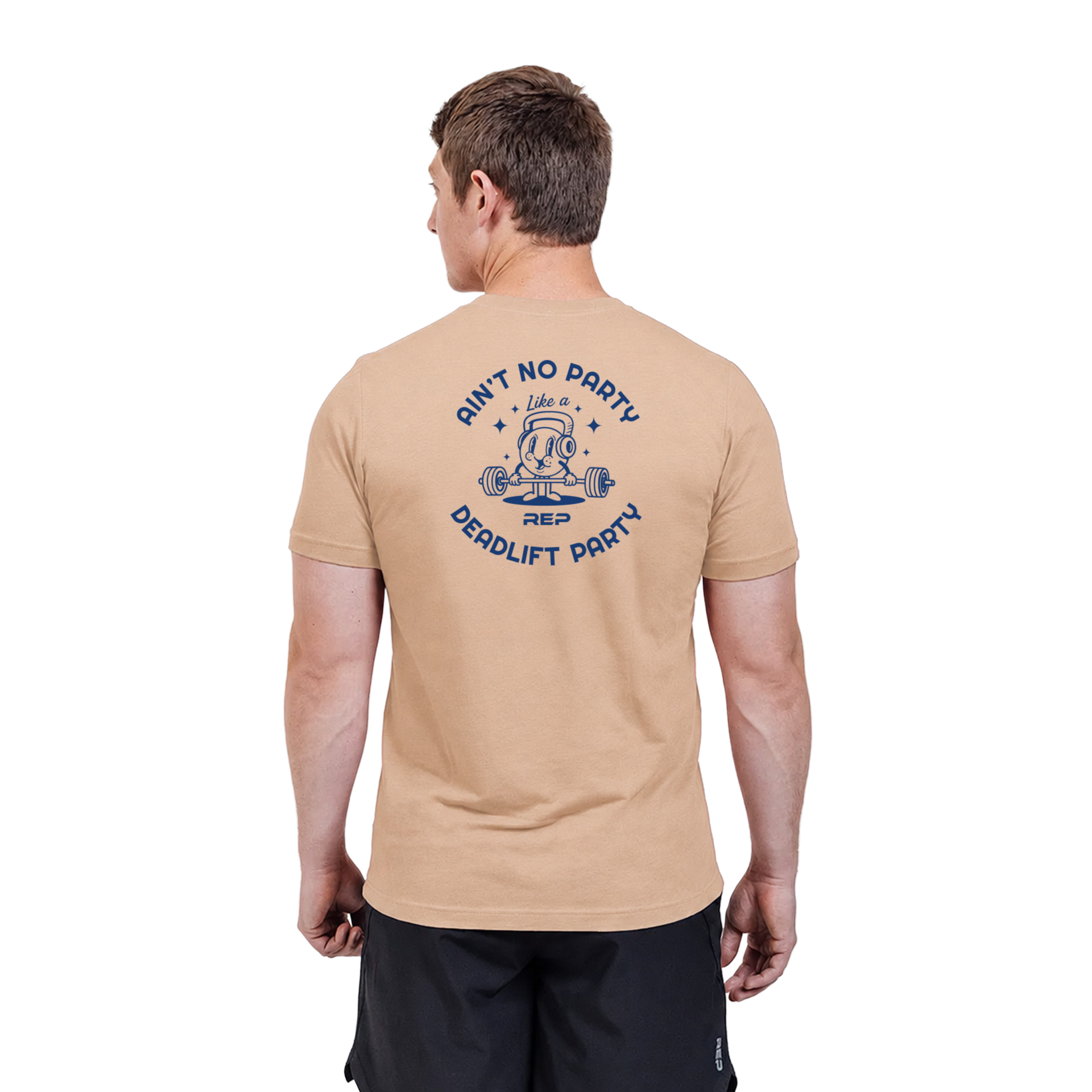 Deadlift Party Tri-Blend Crew T-Shirt - Heather Peach/Blue / X-Small